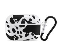 for Airpod Pro Case with Keychain Accessories Hard Shell Protective Cover Black White Cow Headphone Cases Compatible with Airpod Case 2nd/1st Generation, Front LED Visible