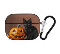 for Airpod Pro Case with Keychain Accessories Hard Shell Protective Cover Cute Black Cat Headphone Cases Compatible with Airpod Case 2nd/1st Generation, Front LED Visible