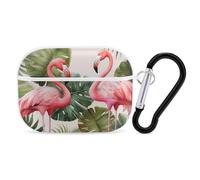 for Airpod Pro Case with Keychain Accessories Hard Shell Protective Cover Flamingo Palm Trees Leaf Headphone Cases Compatible with Airpod Case 2nd/1st Generation, Front LED Visible