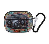 for Airpod Pro Case with Keychain Accessories Hard Shell Protective Cover Graffiti Hip Hop Headphone Cases Compatible with Airpod Case 2nd/1st Generation, Front LED Visible