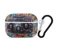 for Airpod Pro Case with Keychain Accessories Hard Shell Protective Cover Graffiti Hip Hop Headphone Cases Compatible with Airpod Case 2nd/1st Generation, Front LED Visible