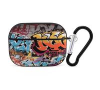 for Airpod Pro Case with Keychain Accessories Hard Shell Protective Cover Graffiti Hip Hop Headphone Cases Compatible with Airpod Case 2nd/1st Generation, Front LED Visible