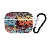 for Airpod Pro Case with Keychain Accessories Hard Shell Protective Cover Graffiti Hip Hop Headphone Cases Compatible with Airpod Case 2nd/1st Generation, Front LED Visible