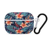for Airpod Pro Case with Keychain Accessories Hard Shell Protective Cover Hawaii Tropical Flower Headphone Cases Compatible with Airpod Case 2nd/1st Generation, Front LED Visible