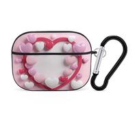 for Airpod Pro Case with Keychain Accessories Hard Shell Protective Cover Heart Shape Headphone Cases Compatible with Airpod Case 2nd/1st Generation, Front LED Visible