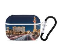 for Airpod Pro Case with Keychain Accessories Hard Shell Protective Cover Las Vegas Night Headphone Cases Compatible with Airpod Case 2nd/1st Generation, Front LED Visible