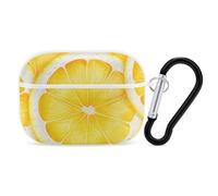 for Airpod Pro Case with Keychain Accessories Hard Shell Protective Cover Lemon Slice Pattern Headphone Cases Compatible with Airpod Case 2nd/1st Generation, Front LED Visible
