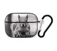 for Airpod Pro Case with Keychain Accessories Hard Shell Protective Cover Light Gray Squirrel Headphone Cases Compatible with Airpod Case 2nd/1st Generation, Front LED Visible