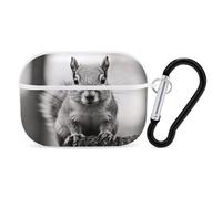 for Airpod Pro Case with Keychain Accessories Hard Shell Protective Cover Light Gray Squirrel Headphone Cases Compatible with Airpod Case 2nd/1st Generation, Front LED Visible