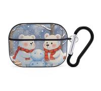 for Airpod Pro Case with Keychain Accessories Hard Shell Protective Cover Lovely Snow Bear Headphone Cases Compatible with Airpod Case 2nd/1st Generation, Front LED Visible
