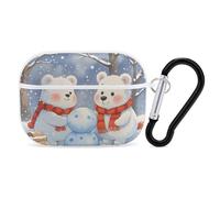 for Airpod Pro Case with Keychain Accessories Hard Shell Protective Cover Lovely Snow Bear Headphone Cases Compatible with Airpod Case 2nd/1st Generation, Front LED Visible