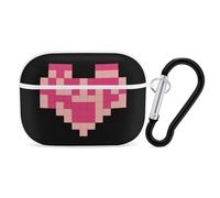 for Airpod Pro Case with Keychain Accessories Hard Shell Protective Cover Pixel Shaped Heart Headphone Cases Compatible with Airpod Case 2nd/1st Generation, Front LED Visible