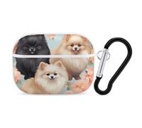 for Airpod Pro Case with Keychain Accessories Hard Shell Protective Cover Pomeranians Pattern Headphone Cases Compatible with Airpod Case 2nd/1st Generation, Front LED Visible
