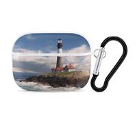 for Airpod Pro Case with Keychain Accessories Hard Shell Protective Cover Sea Lighthouse Headphone Cases Compatible with Airpod Case 2nd/1st Generation, Front LED Visible