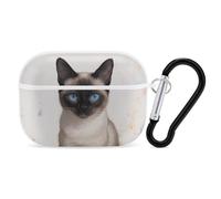 for Airpod Pro Case with Keychain Accessories Hard Shell Protective Cover Siamese Cat Art Headphone Cases Compatible with Airpod Case 2nd/1st Generation, Front LED Visible