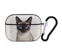 for Airpod Pro Case with Keychain Accessories Hard Shell Protective Cover Siamese Cat Art Headphone Cases Compatible with Airpod Case 2nd/1st Generation, Front LED Visible