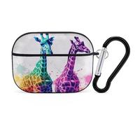 for Airpod Pro Case with Keychain Accessories Hard Shell Protective Cover Two Giraffes Headphone Cases Compatible with Airpod Case 2nd/1st Generation, Front LED Visible