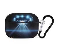 for Airpod Pro Case with Keychain Accessories Hard Shell Protective Cover UFO Spaceship Headphone Cases Compatible with Airpod Case 2nd/1st Generation, Front LED Visible