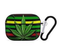 for Airpod Pro Case with Keychain Accessories Hard Shell Protective Cover Weed Striped Headphone Cases Compatible with Airpod Case 2nd/1st Generation, Front LED Visible