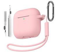for AirPods 4 Case 2024 with Cleaner Kit,Soft Silicone Protective Cover for Apple AirPods 4th Generation Cases for Women Men,Compatible with AirPod 4 Case Accessories with Keychain Pink
