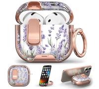 for AirPods 4 Case 2024 with Safety Lock & Phone Stand, Lavender | Magsafe Compatible, Two-Piece Design, Clear TPU for Apple Airpod 4th Generation Case Cover with Keychain & Cleaner Kit
