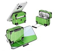 For Airpods 4 Case Cover - Tpu Protective Case with Stand & Safety Lock - Suitcase Design, Supports Wireless Charging, Thickened Corners (Green l for airpods 4)