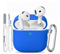 for AirPods 4 Case, Soft Silicone Protective Case Cover Compatible with Apple Airpods 4th Generation 2024 for Women Girly with Cleaner Kit and Keychain, Front LED Visible (obalt Blue)
