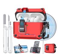 for AirPods Case, Includes Cleaning Kit and Keychain (Red, AirPods Pro 3rd)