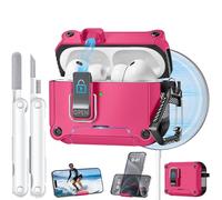 for AirPods Case, Includes Cleaning Kit and Keychain (Rose Red, AirPods Pro 3rd)