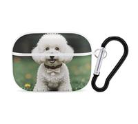 for AirPods Pro 2 Case Supports Wireless Charging Bichon Frise Dog on The Grass AirPods Pro Case Cover with Durable Carabiner for Men/Women