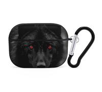 for AirPods Pro 2 Case Supports Wireless Charging Black Red Eyed Wolf AirPods Pro Case Cover with Durable Carabiner for Men/Women
