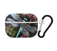 for AirPods Pro 2 Case Supports Wireless Charging Blue Dragonfly AirPods Pro Case Cover with Durable Carabiner for Men/Women