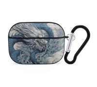 for AirPods Pro 2 Case Supports Wireless Charging Dragon Pattern AirPods Pro Case Cover with Durable Carabiner for Men/Women