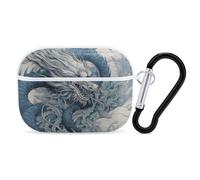 for AirPods Pro 2 Case Supports Wireless Charging Dragon Pattern AirPods Pro Case Cover with Durable Carabiner for Men/Women