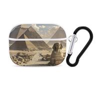 for AirPods Pro 2 Case Supports Wireless Charging Egyptian Pyramids AirPods Pro Case Cover with Durable Carabiner for Men/Women