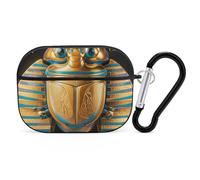 for AirPods Pro 2 Case Supports Wireless Charging Egyptian Scarab AirPods Pro Case Cover with Durable Carabiner for Men/Women