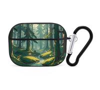 for AirPods Pro 2 Case Supports Wireless Charging Enchanted Wilderness Fantasy on Dark Green AirPods Pro Case Cover with Durable Carabiner for Men/Women