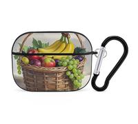 for AirPods Pro 2 Case Supports Wireless Charging Fresh Fruits in The Basket AirPods Pro Case Cover with Durable Carabiner for Men/Women
