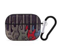 for AirPods Pro 2 Case Supports Wireless Charging Guitar Pattern AirPods Pro Case Cover with Durable Carabiner for Men/Women