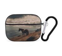 for AirPods Pro 2 Case Supports Wireless Charging Horse Grazing on The Mountain AirPods Pro Case Cover with Durable Carabiner for Men/Women