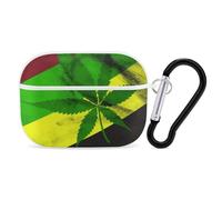 for AirPods Pro 2 Case Supports Wireless Charging Jamaica Flag Leaves AirPods Pro Case Cover with Durable Carabiner for Men/Women