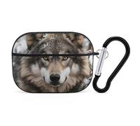 for AirPods Pro 2 Case Supports Wireless Charging Lmage of Wolf in The Snow AirPods Pro Case Cover with Durable Carabiner for Men/Women