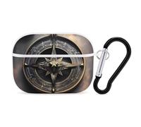 for AirPods Pro 2 Case Supports Wireless Charging Magical Design Norse Runes Compass AirPods Pro Case Cover with Durable Carabiner for Men/Women