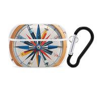for AirPods Pro 2 Case Supports Wireless Charging Maritime Sailboat Compass AirPods Pro Case Cover with Durable Carabiner for Men/Women