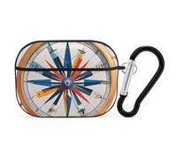 for AirPods Pro 2 Case Supports Wireless Charging Maritime Sailboat Compass AirPods Pro Case Cover with Durable Carabiner for Men/Women