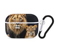 for AirPods Pro 2 Case Supports Wireless Charging Mother Lion and Young Lion AirPods Pro Case Cover with Durable Carabiner for Men/Women