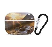 for AirPods Pro 2 Case Supports Wireless Charging Mountain Sunrise Landscape AirPods Pro Case Cover with Durable Carabiner for Men/Women