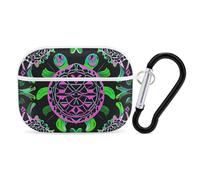 for AirPods Pro 2 Case Supports Wireless Charging Psychedelic Sea Turtle AirPods Pro Case Cover with Durable Carabiner for Men/Women