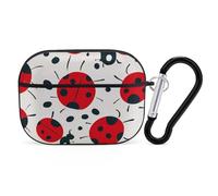 for AirPods Pro 2 Case Supports Wireless Charging Red Black Spotted Ladybug AirPods Pro Case Cover with Durable Carabiner for Men/Women