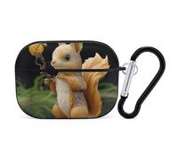 for AirPods Pro 2 Case Supports Wireless Charging Resin Squirrel AirPods Pro Case Cover with Durable Carabiner for Men/Women